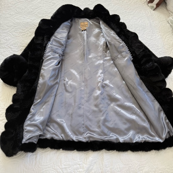 Dennis Basso Luxurious Black Faux Fur Mink Coat Shawl Collar Women’s Medium NWOT - Picture 7 of 14